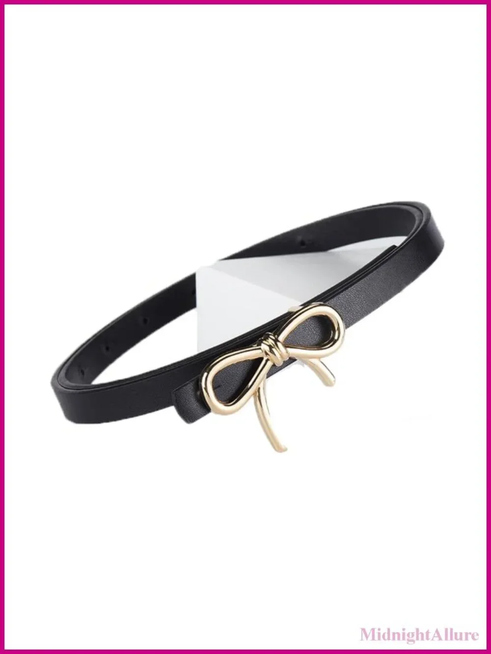Skinny Leather Belt with Gold Bow Knot Buckle for Dresses Jeans Pants